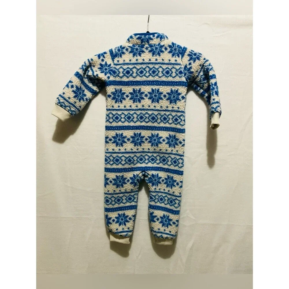 Carter's 24M Baby Boy Blue Nordic Snowflake Sherpa Fleece One-Piece Pajama Pram